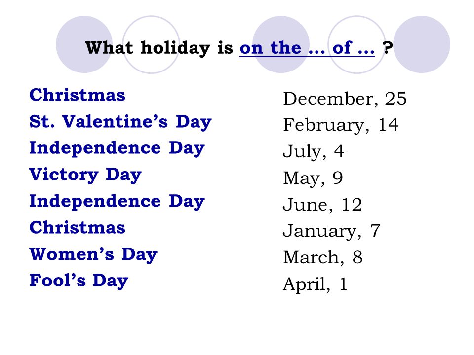 What holiday is on the … of … . Christmas St.