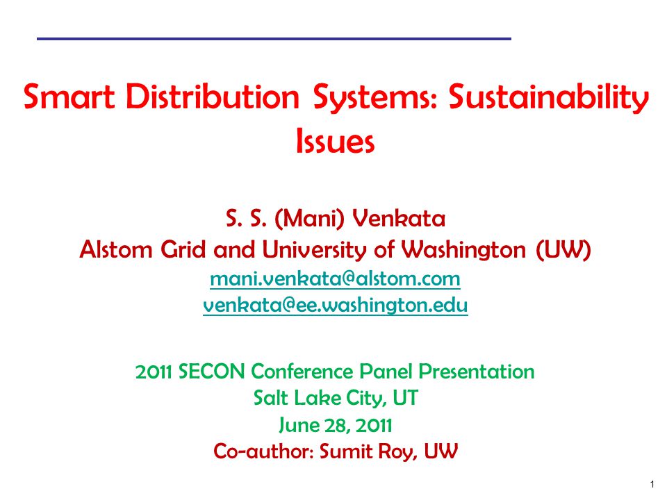 1 Smart Distribution Systems: Sustainability Issues S.
