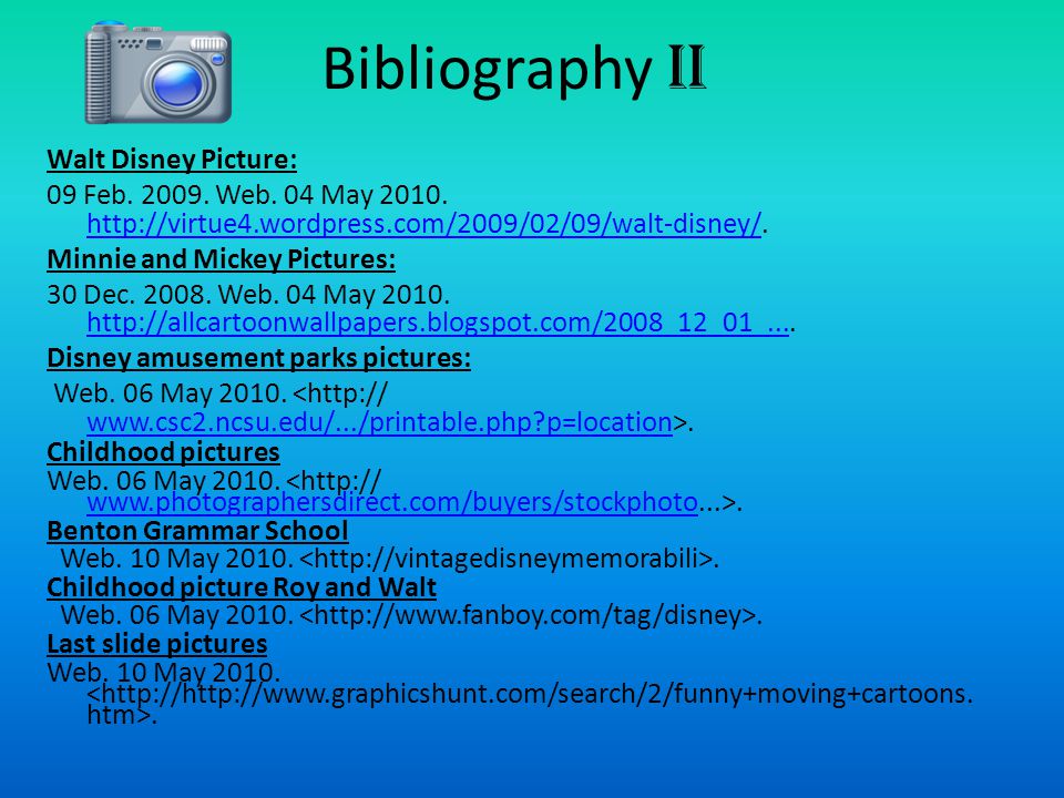Bibliography II Walt Disney Picture: 09 Feb