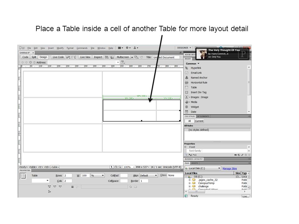 Place a Table inside a cell of another Table for more layout detail
