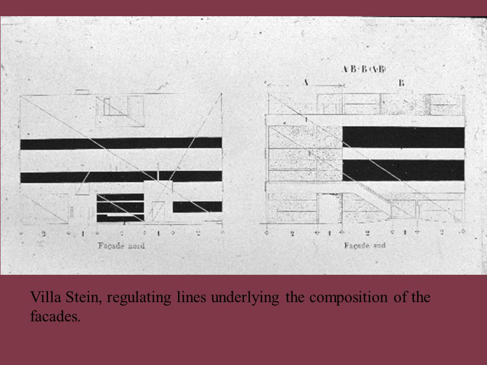 Villa Stein, regulating lines underlying the composition of the facades.