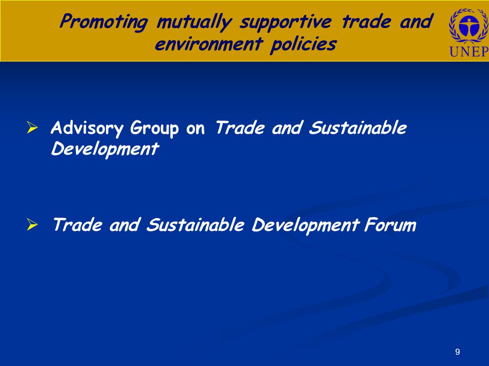 9 Promoting mutually supportive trade and environment policies   Advisory Group on Trade and Sustainable Development   Trade and Sustainable Development Forum