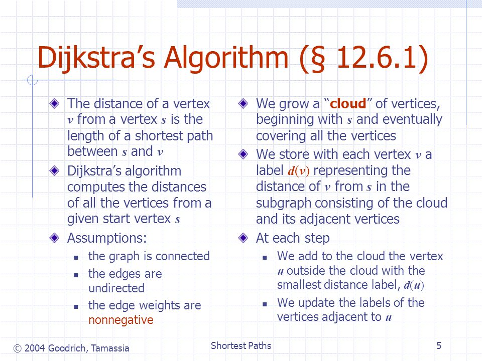 © 2004 Goodrich, Tamassia Shortest Paths1 C B A E D F ppt download