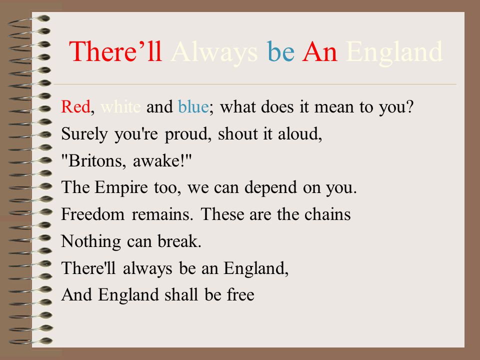There’ll Always be An England Red, white and blue; what does it mean to you.