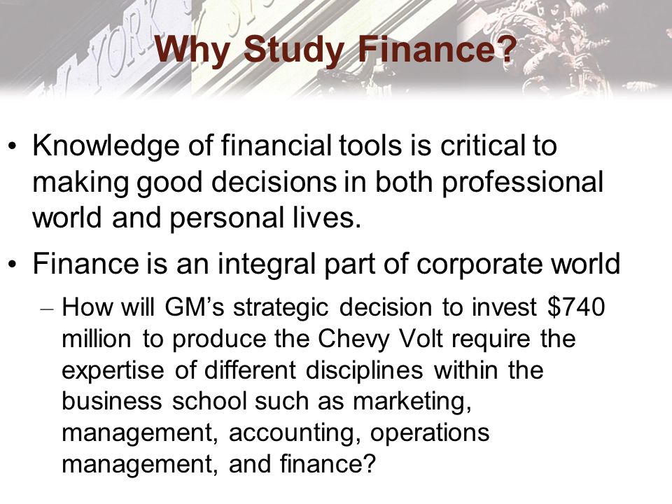 Why Study Finance.