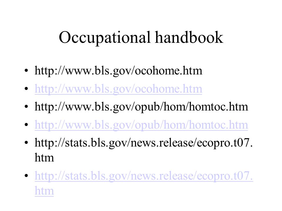 Occupational handbook