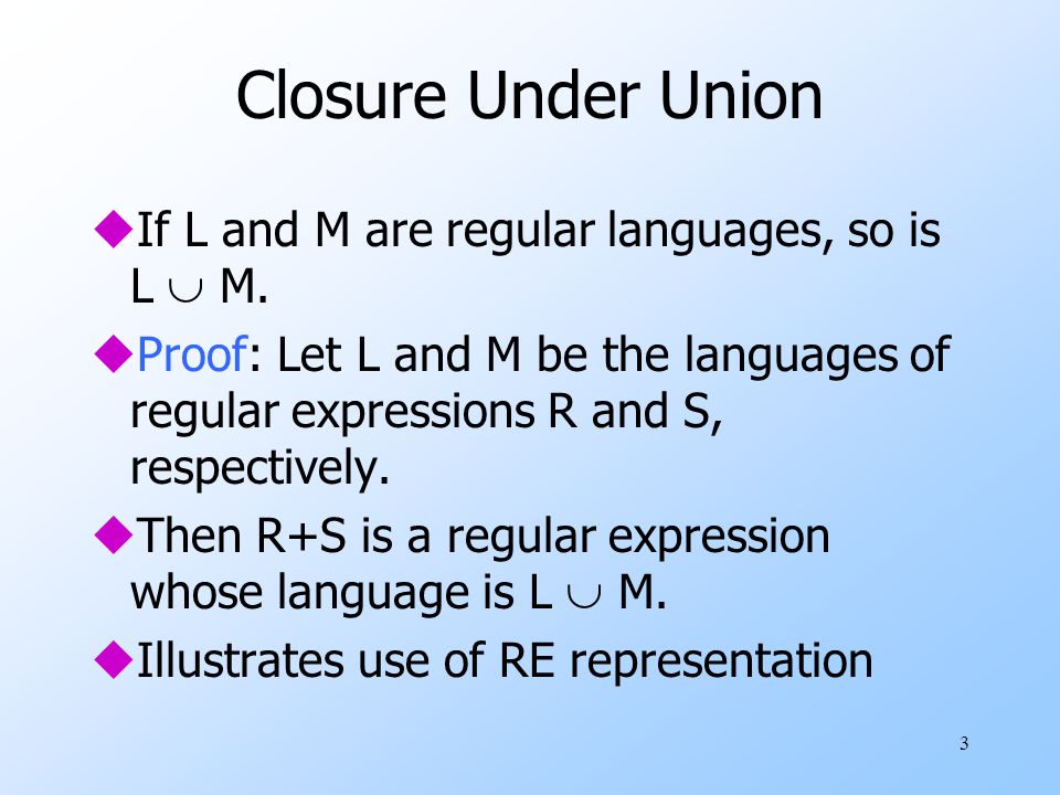 1 Closure Properties of Regular Languages Union Intersection