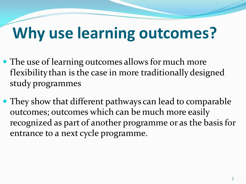 Why use learning outcomes.