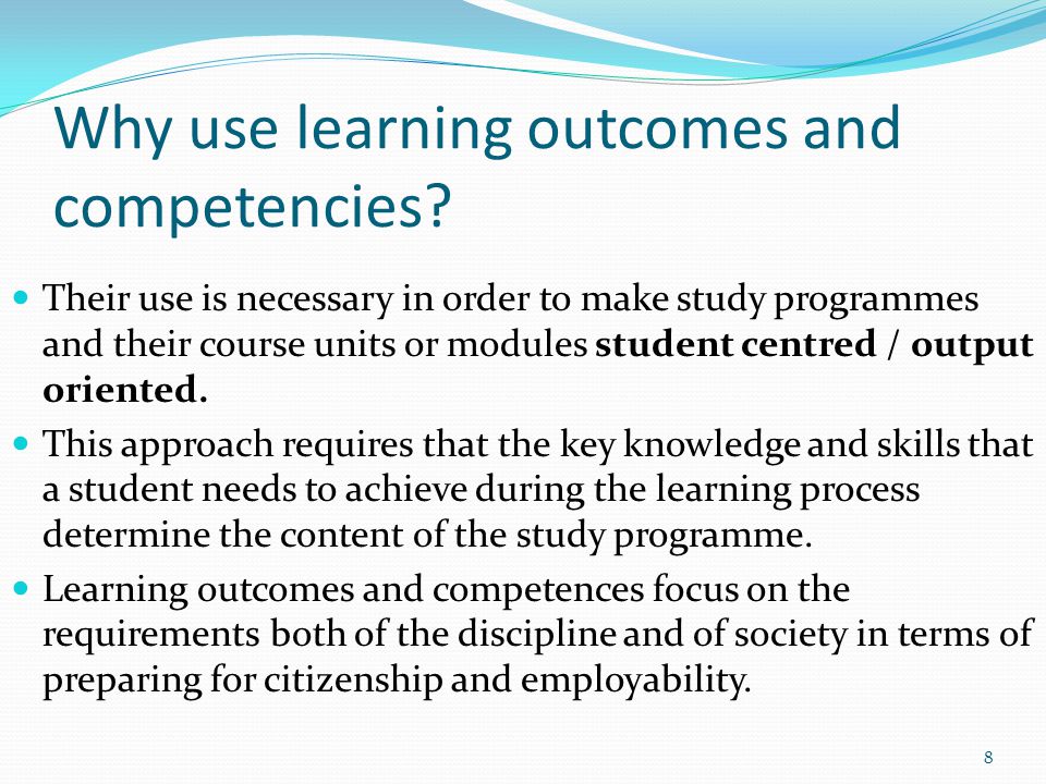 Why use learning outcomes and competencies.