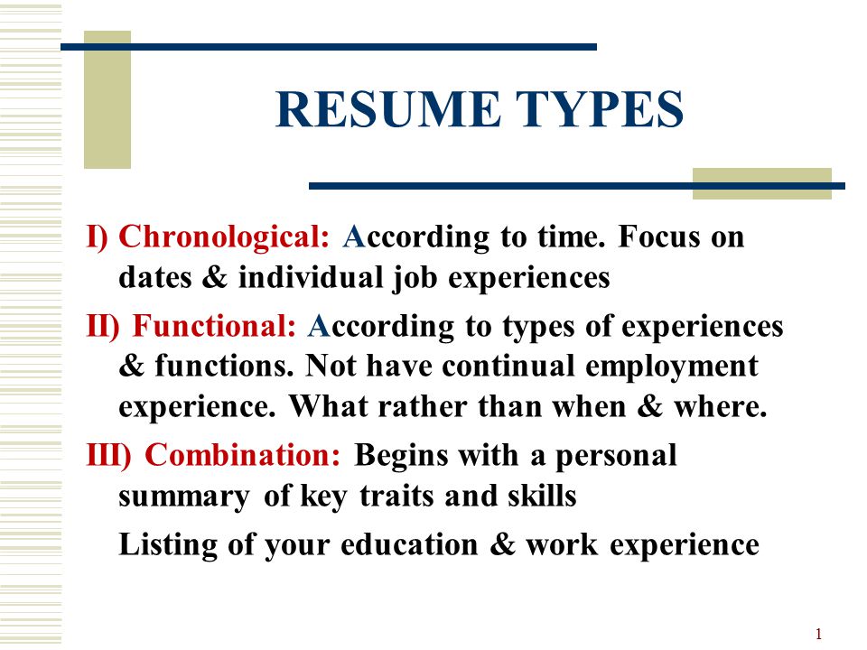 resume types i chronological according to time focus on dates