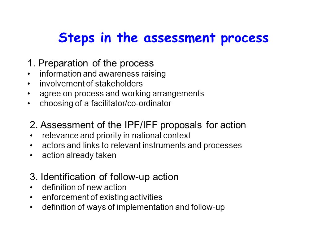 Steps in the assessment process 1.