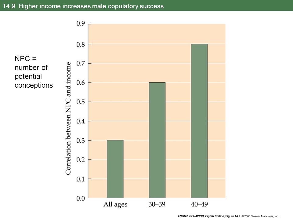 14.9 Higher income increases male copulatory success NPC = number of potential conceptions