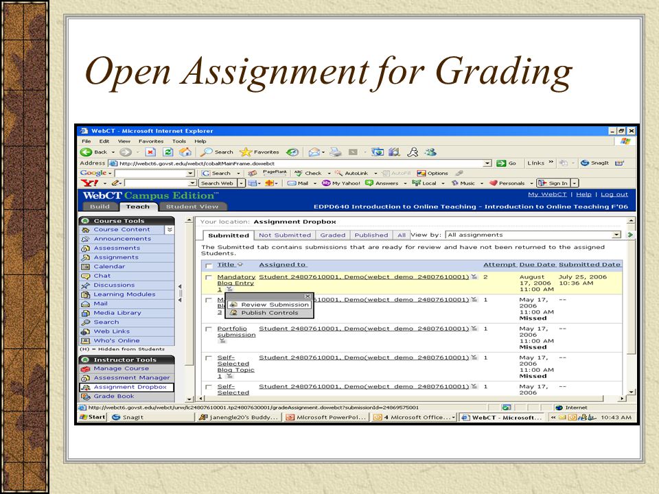Open Assignment for Grading