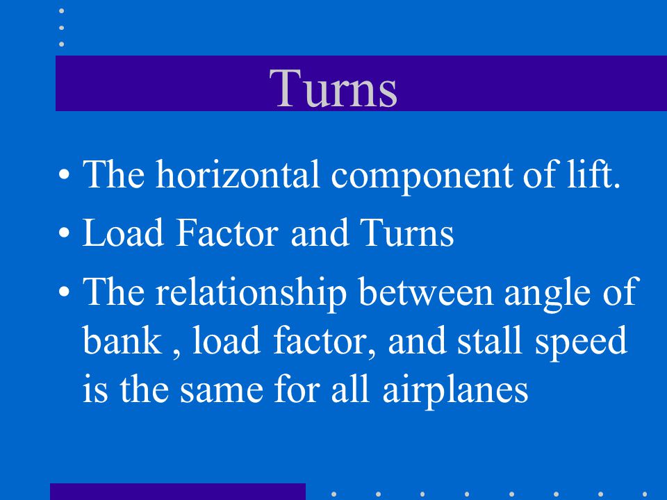 Turns The horizontal component of lift.