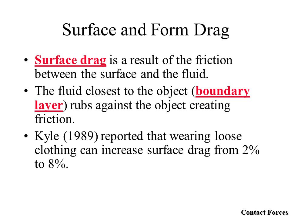 Surface drag is a result of the friction between the surface and the fluid.