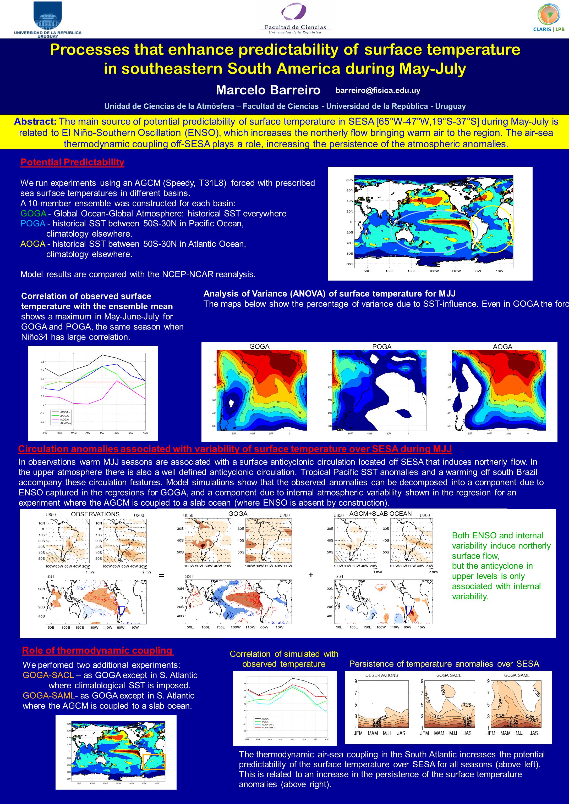 Processes that enhance predictability of surface temperature in ...