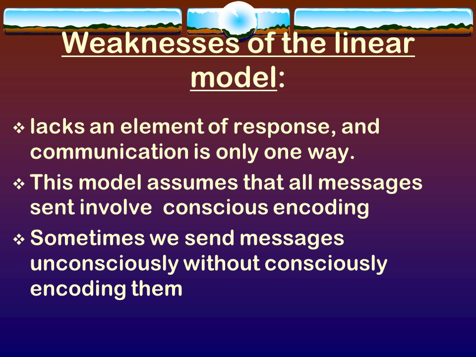 The way we understand a message is based on several factors: 1.