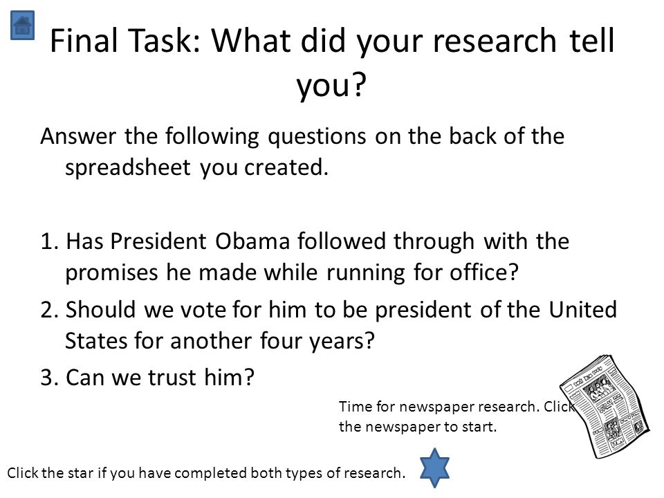 Final Task: What did your research tell you.