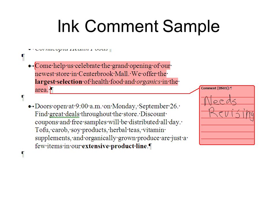 Ink Comment Sample