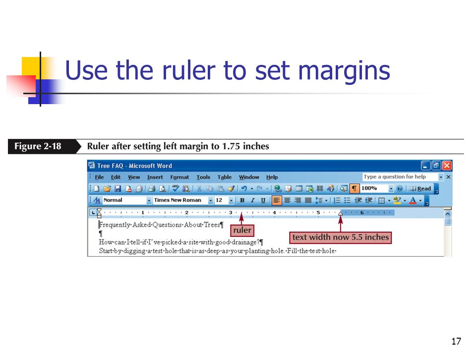 17 Use the ruler to set margins