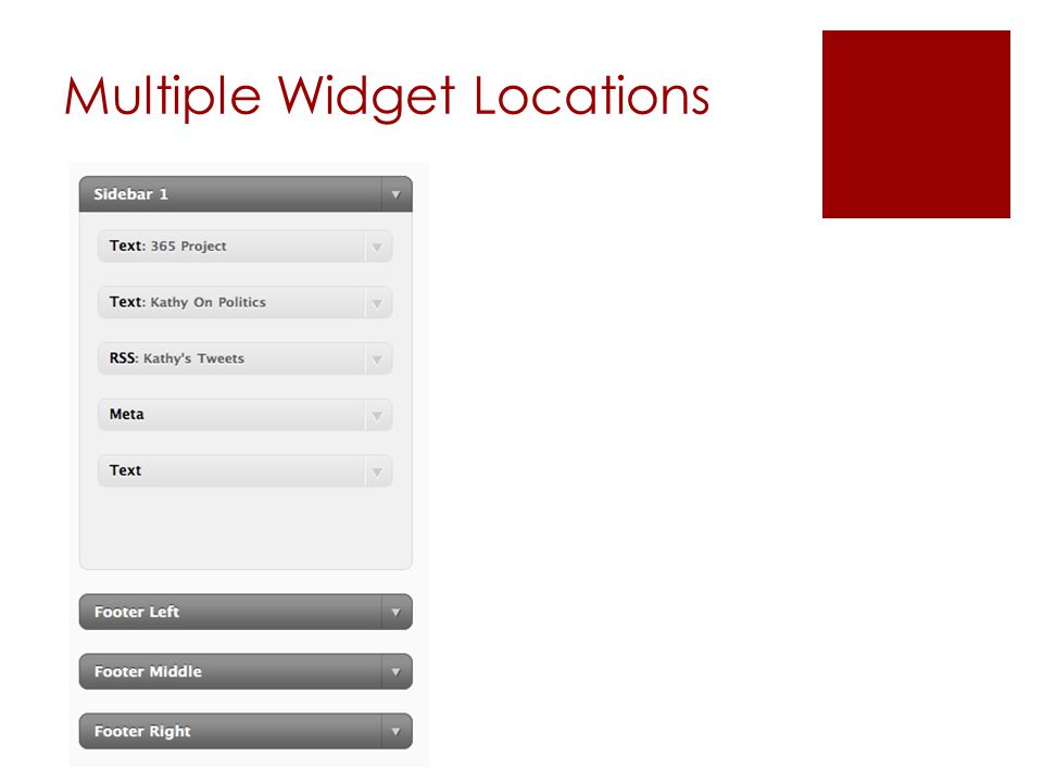 Multiple Widget Locations