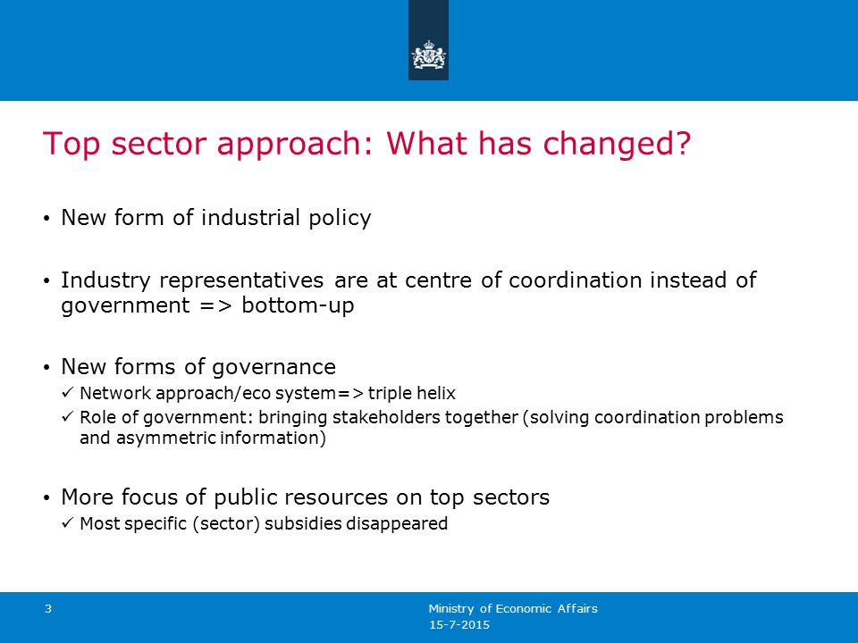 Top sector approach: What has changed.