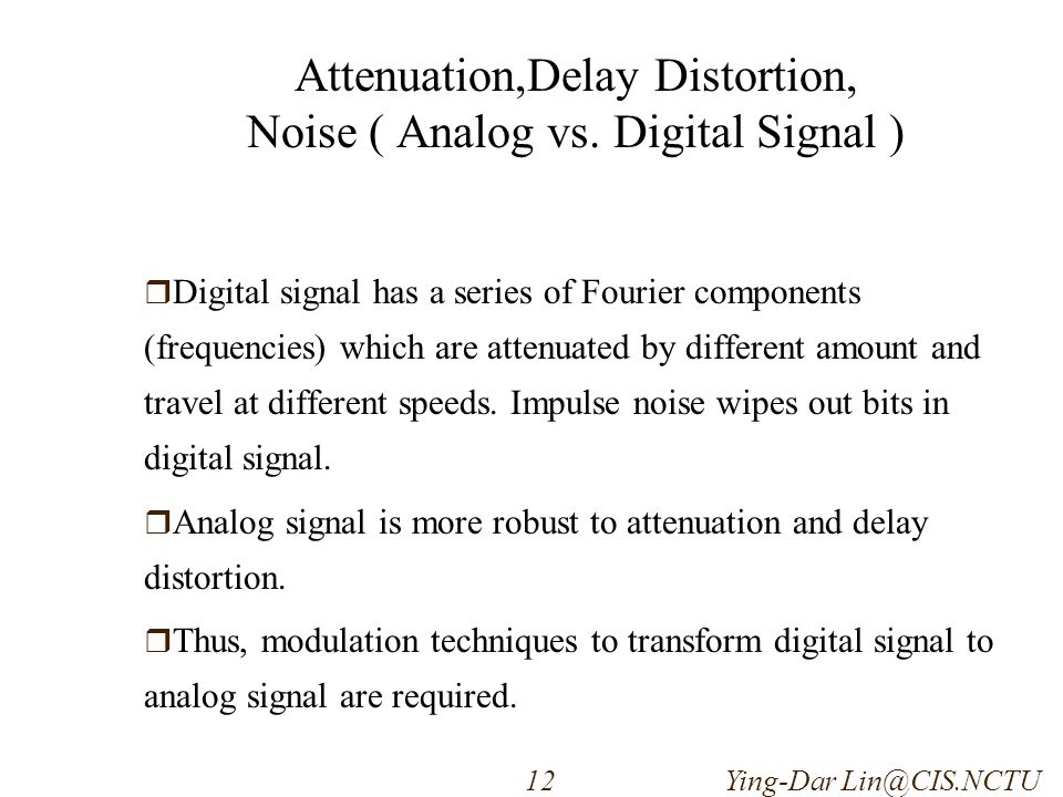 Attenuation,Delay Distortion, Noise ( Analog vs.