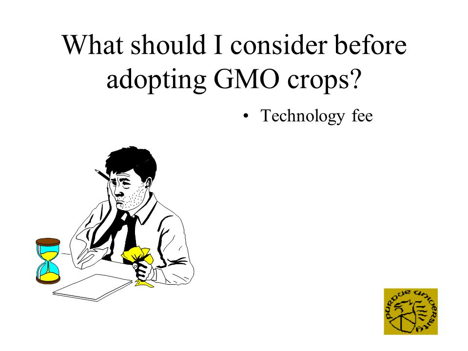 What should I consider before adopting GMO crops Technology fee