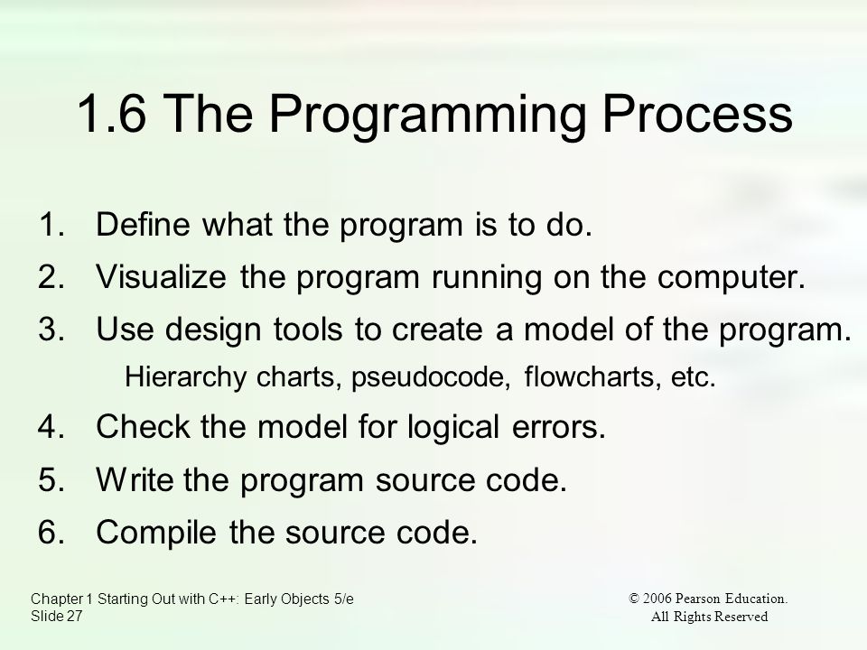 Chapter 1 Starting Out with C++: Early Objects 5/e Slide 27 © 2006 Pearson Education.