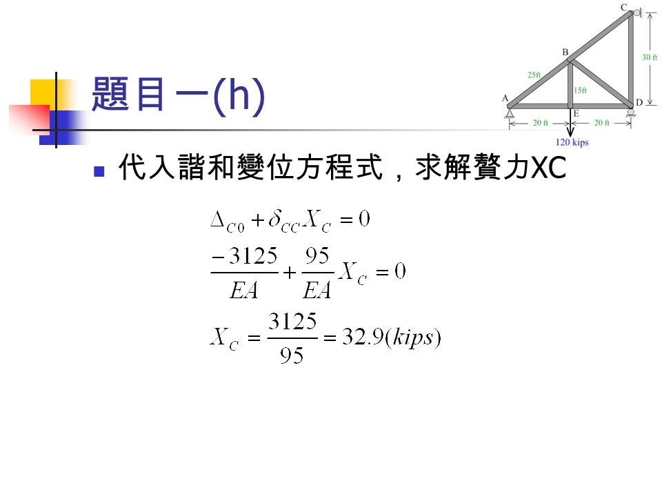 結構學 一 第八次作業97 05 22 題目一題目一 A 先決定放鬆哪個束制