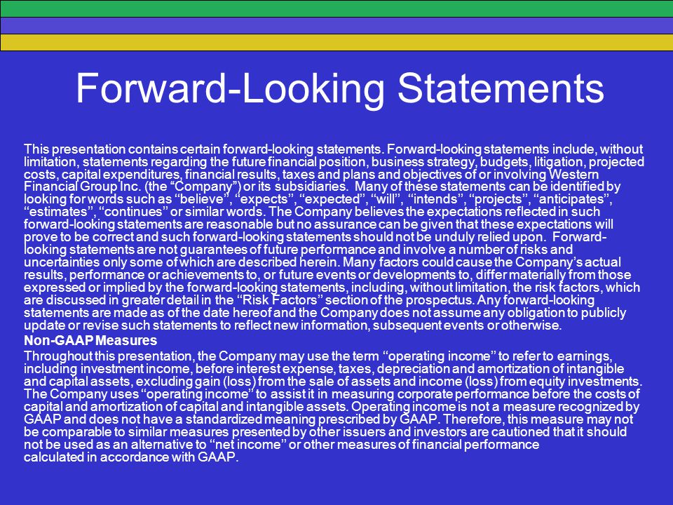 Forward-Looking Statements This presentation contains certain forward-looking statements.