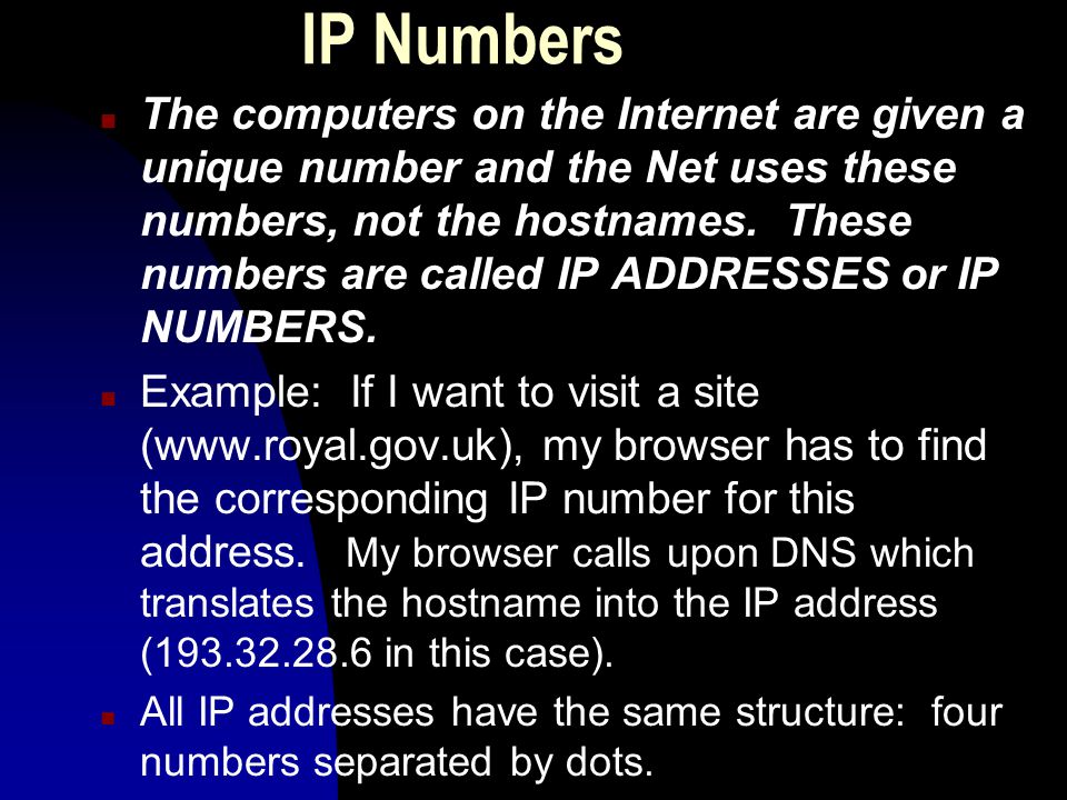 DNS n All the hostnames (like   on the Internet are part of a system called DNS, the domain name system.