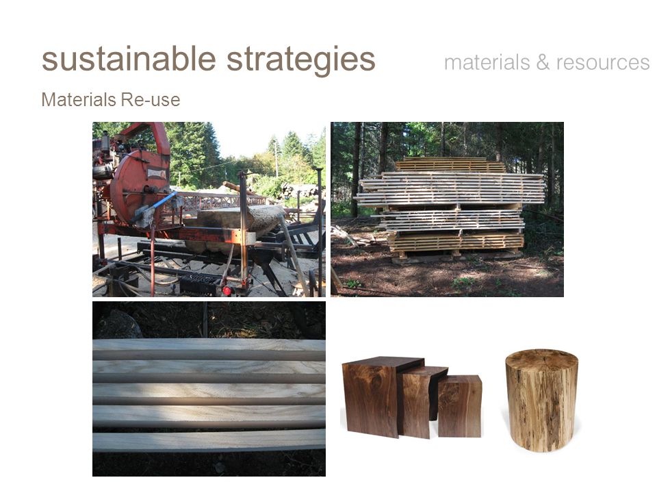 Materials Re-use sustainable strategies materials & resources