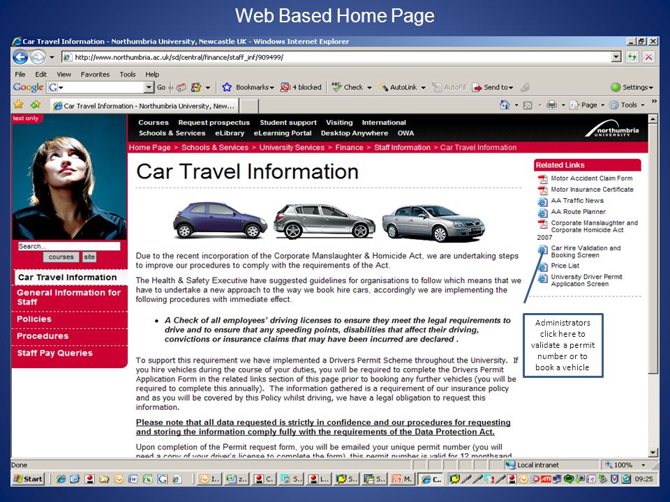 Web Based Home Page Administrators click here to validate a permit number or to book a vehicle