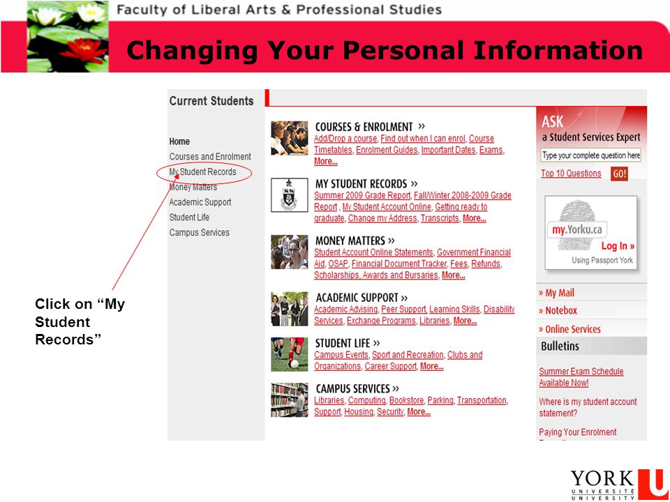 Changing Your Personal Information Click on My Student Records