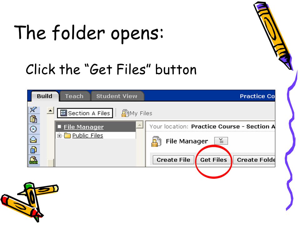 The folder opens: Click the Get Files button