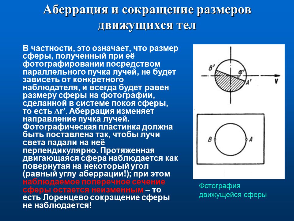 Сокращение размеров движущихся тел. Аберрация. Диаметр сокращение. Сокращение линейных размеров движущихся тел.