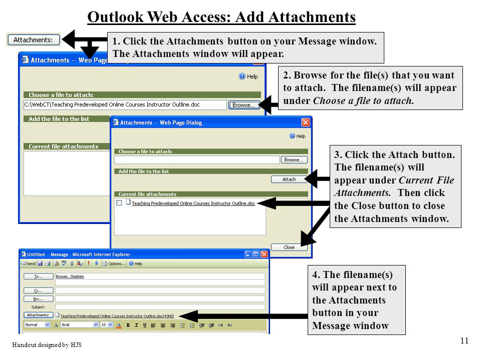 11 Outlook Web Access: Add Attachments Handout designed by HJS 2.