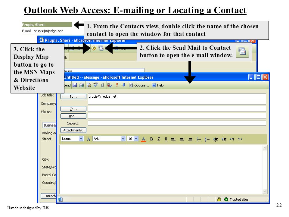 22 Outlook Web Access:  ing or Locating a Contact 1.