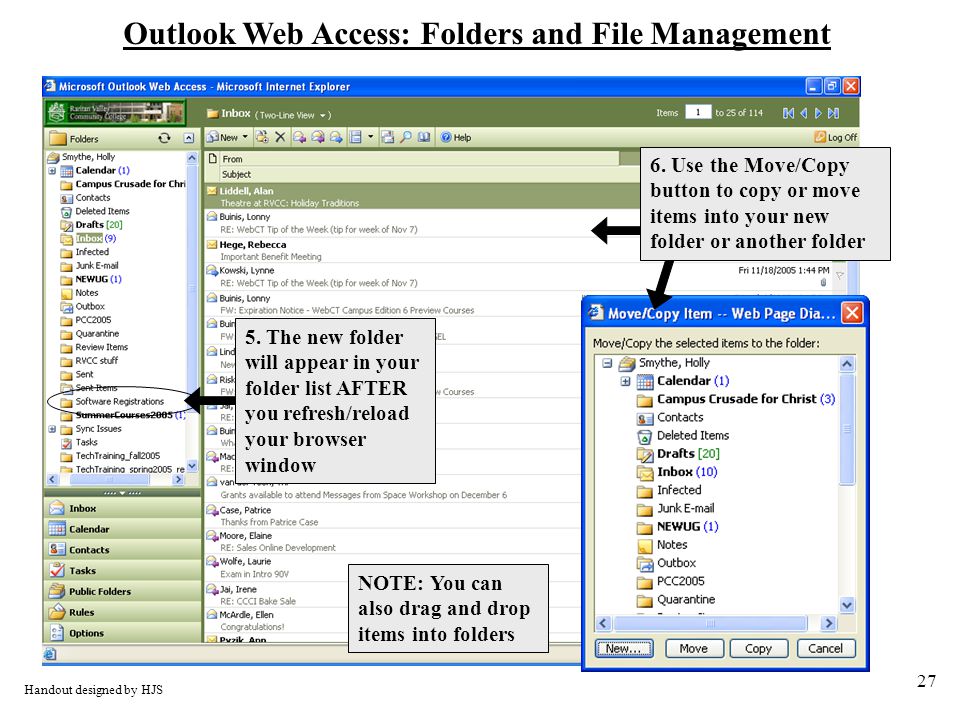 27 Outlook Web Access: Folders and File Management 5.