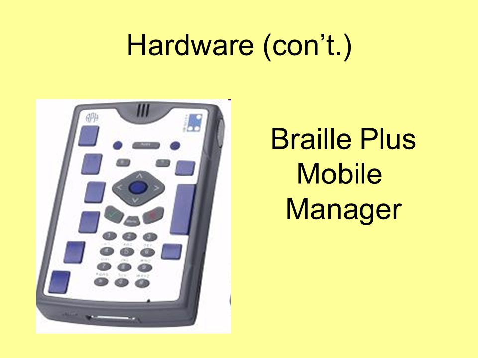 Hardware (con’t.) NLS Digital Talking Book Player