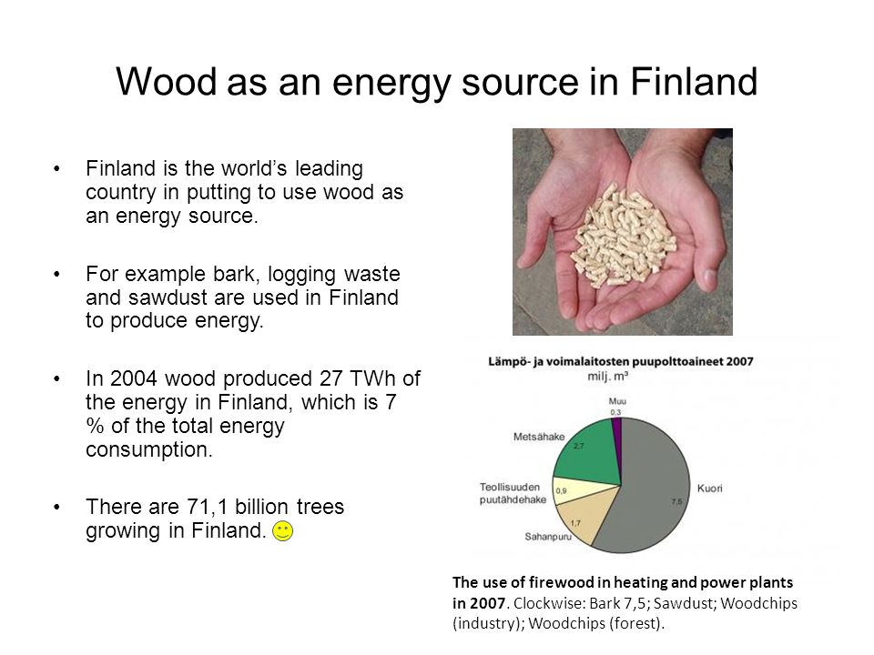 Wood as an energy source in Finland Finland is the world’s leading country in putting to use wood as an energy source.