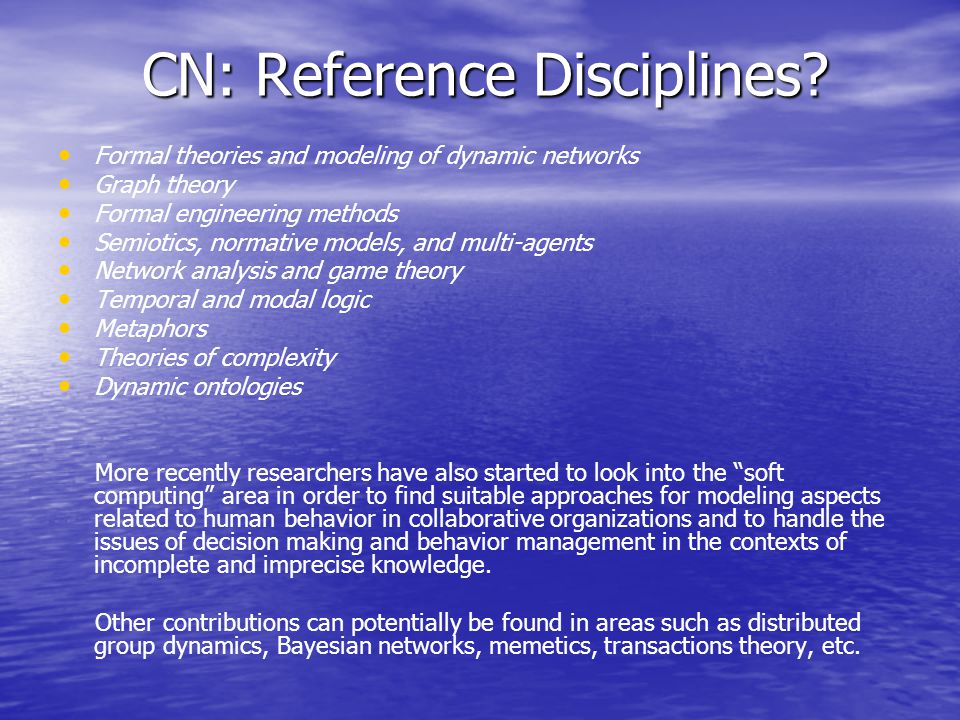 CN: Reference Disciplines.