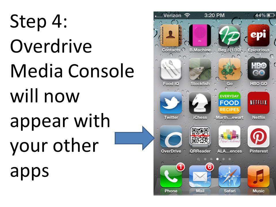 Step 4: Overdrive Media Console will now appear with your other apps