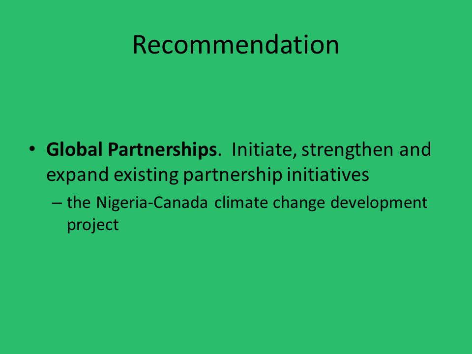 Recommendation Global Partnerships.