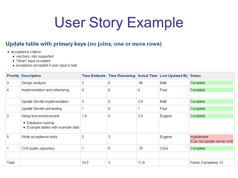 User Story Example