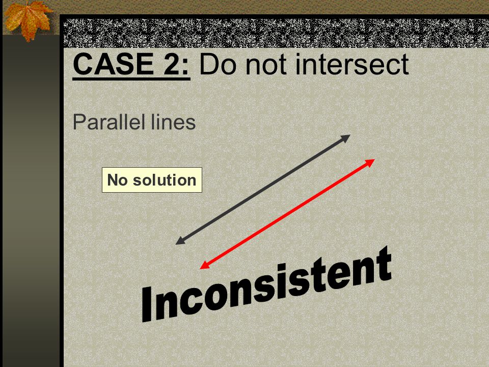 CASE 1: Intersect in one point One solution (x, y)