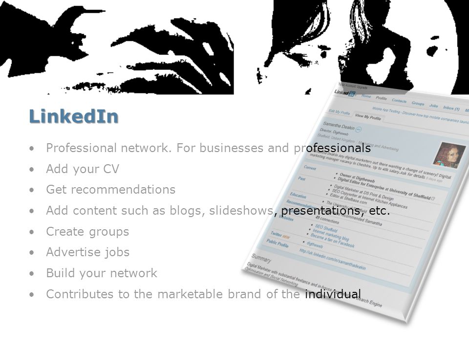 LinkedIn Professional network.