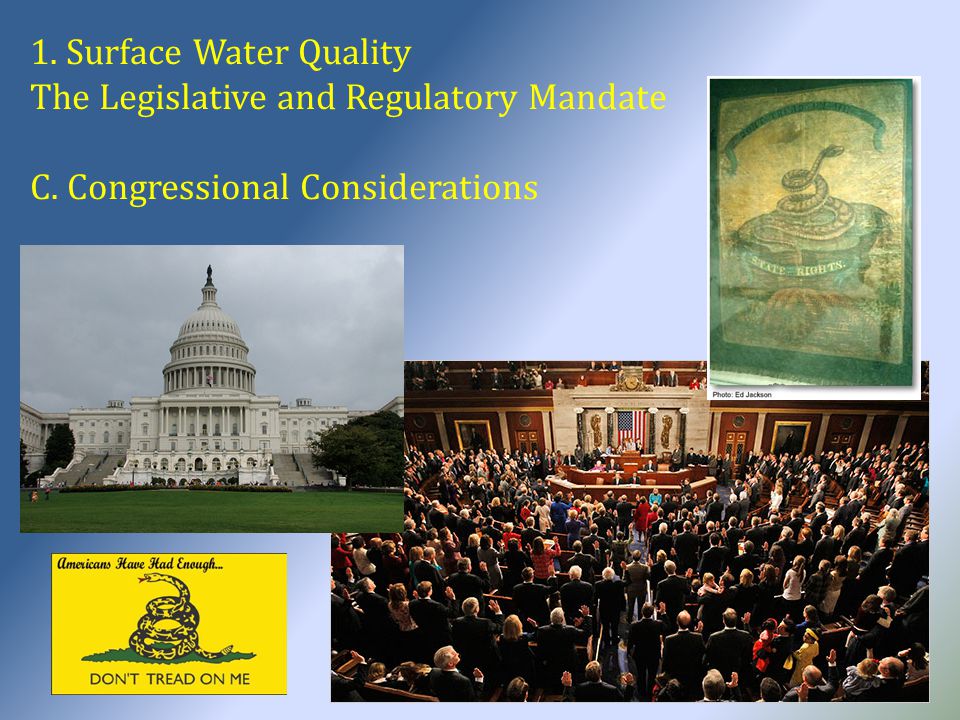 1. Surface Water Quality The Legislative and Regulatory Mandate C. Congressional Considerations