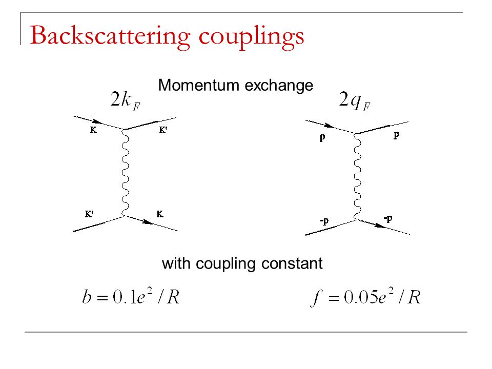 Backscattering couplings Momentum exchange with coupling constant